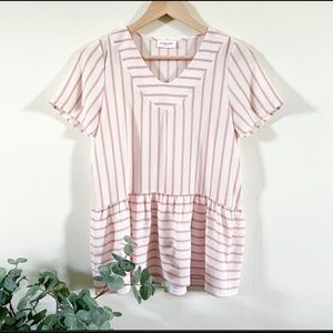 Orange and white striped peplum top (medium)